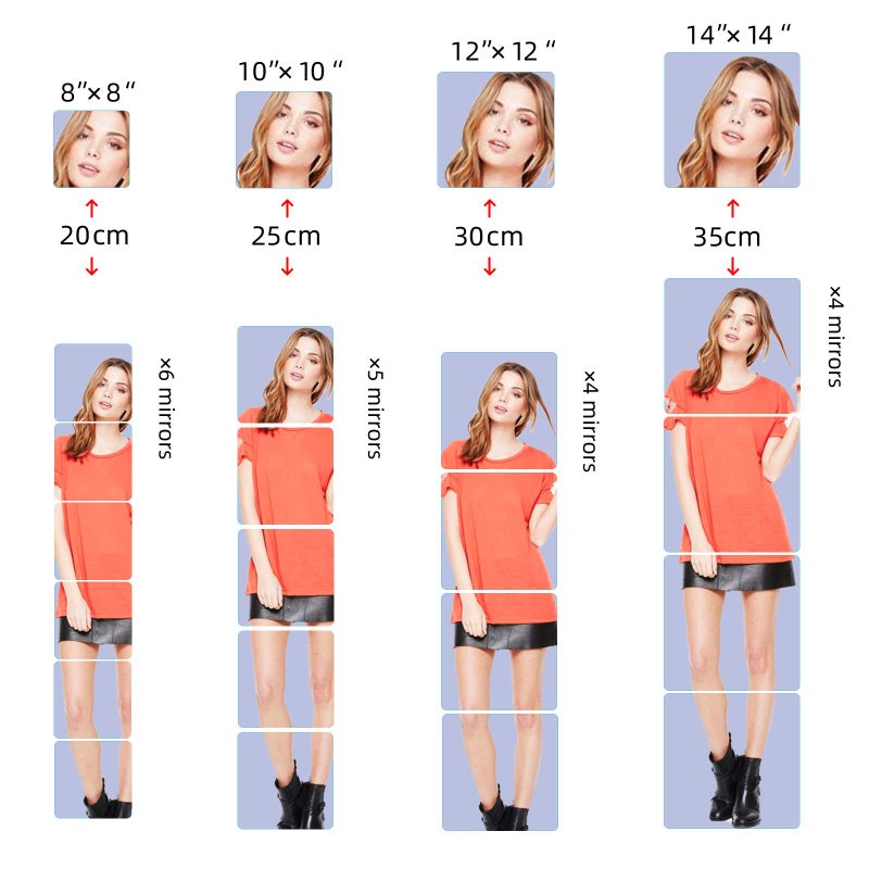 iCAGY Acrylic Self Adhesive Mirror Sheet for Wall, Plastic Non Glass Sticky Kid Safety Mirror Tiles for Wall Rectangle 8x10 inch 4Pcs - Image 2